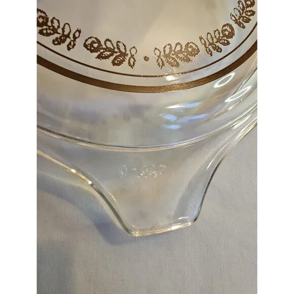 Pyrex Casserole Lid Harvest Promotional 1973 470-C Clear Brown Design - Picture 4 of 6